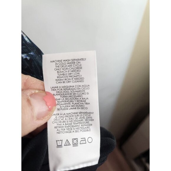 Cabi Blue Printed Chiffon Lace Up Neck #3339 Noel Eternity Dress Medium - Picture 6 of 9